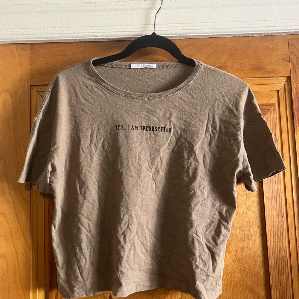 ZARA Yes, I Am Trendsetter Crop Top Tee
